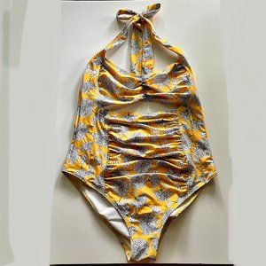 Cupshe dandelion yellow floral one piece swimsuit, L